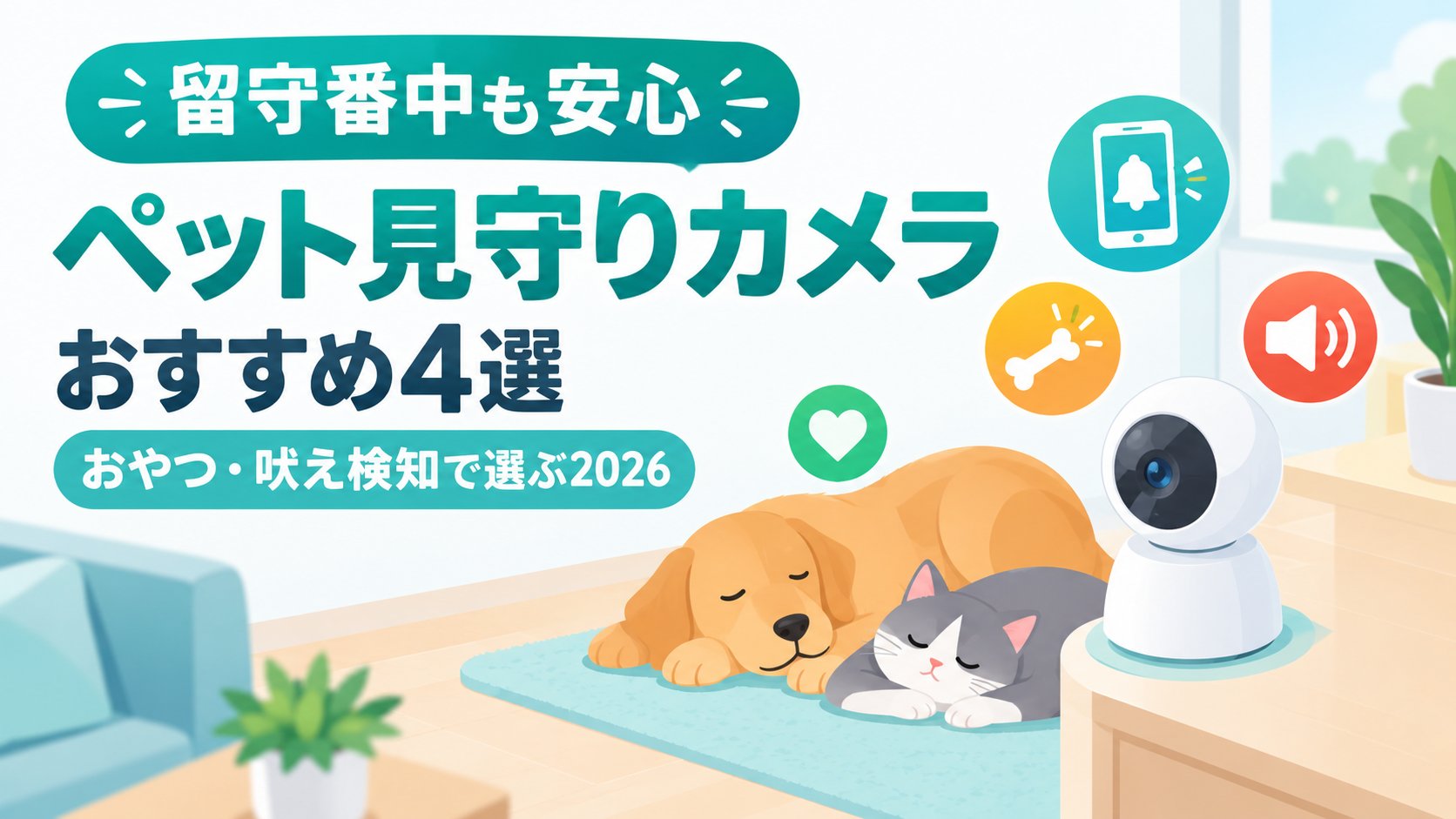 ペット見守りカメラおすすめ4選｜おやつ・吠え検知で選ぶ2026